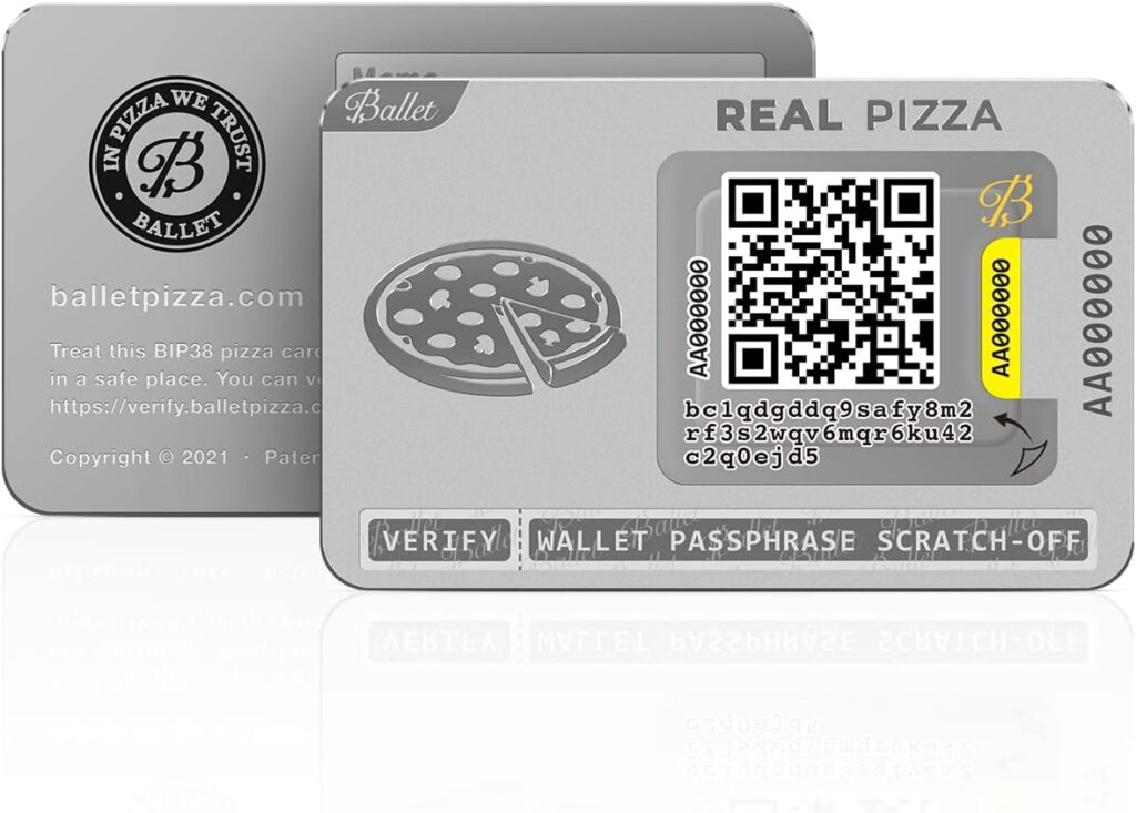 Ballet 2-Pack REAL Pizza - The Easiest Crypto Cold Storage - Nondescript Cryptocurrency Hardware Wallet for Bitcoin, Ethereum, XRP, Litecoin, and 200+ Other Cryptocurrencies
