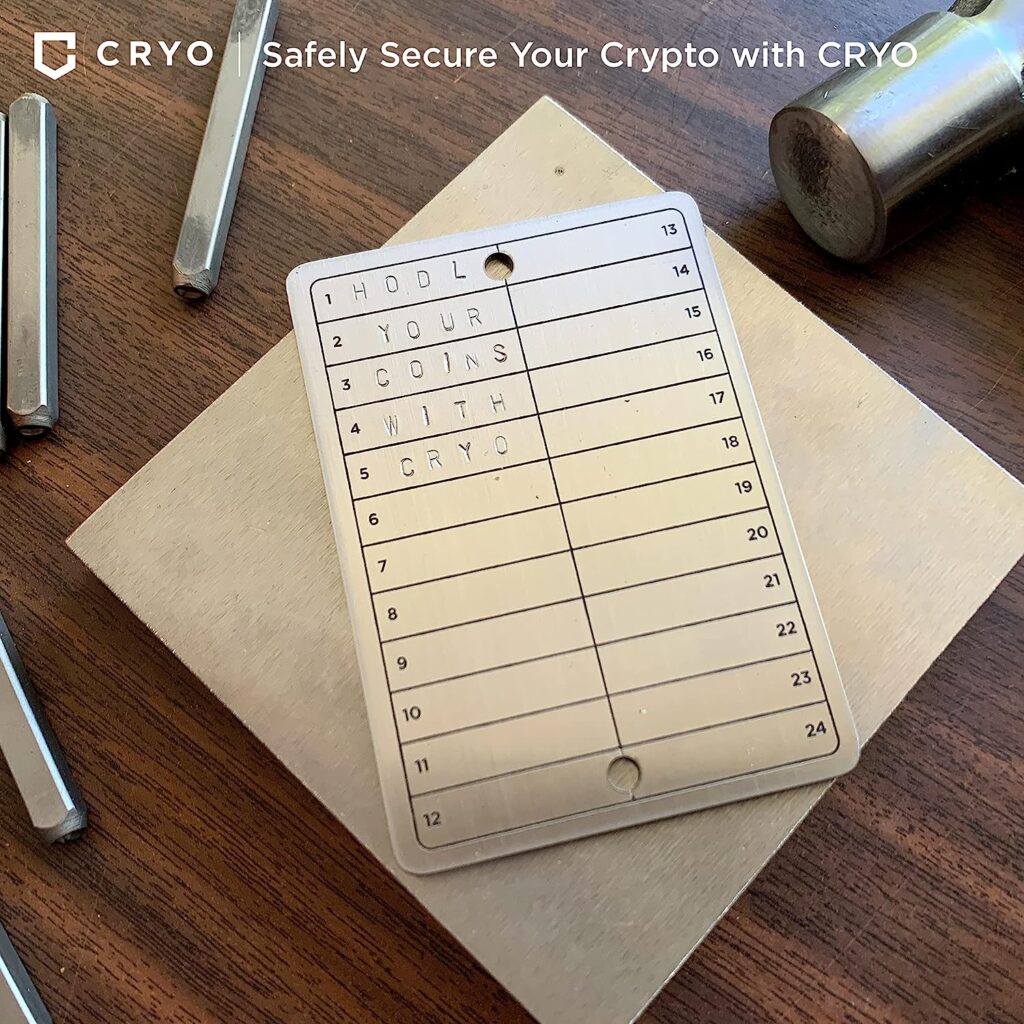CRYO Crypto Seed Storage - Crypto Steel Wallet - Recovery Seed Phrase Storage - Cold Storage Cryptocurrency Bitcoin Backup - Stores 12 to 48 Words (CARD)