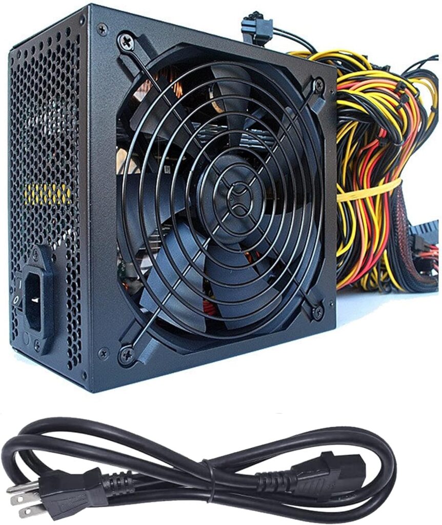 1800W Mining Power Supply Support 8 GPUs GPU Mining Rig, for ETH Bitcoin Ethereum Miner with Auto-Thermally Controlled Fan Supply,Designed for US Voltage 110V