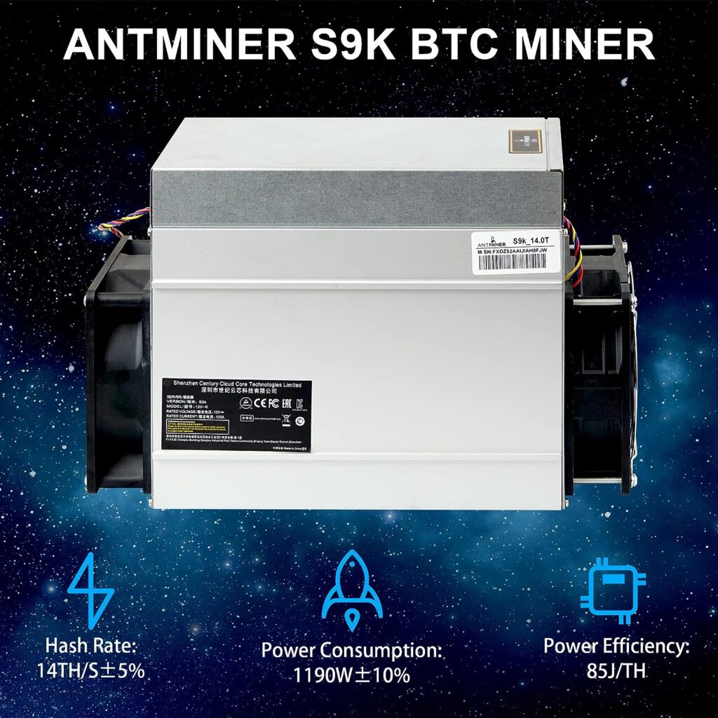 ANTMINER S9K 14T Bitcoin Miner, 1190W ASIC BTC Miner, Professional Bitcoin Mining Machine Save More Energy