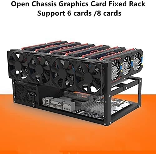 WOOCHOO Mining Rig Frame - 6/8 GPU Steel Open Air Miner Computer Case for Crypto Coin Currency Bit ETH ETC ZEC Accessories Tools，（Fans  is not Included） black 53.4 x 29 4.4 cm
