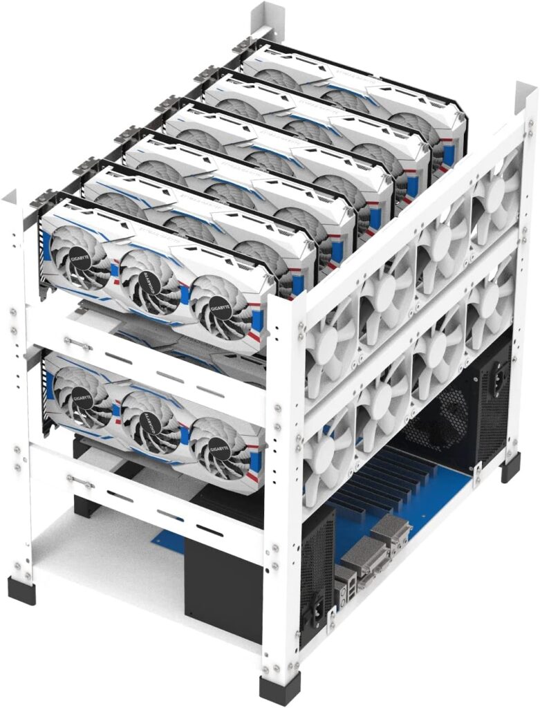 AAAwave The Sluice V2 12GPU Open Frame Mining Rig Frame Chassis for Crypto Currency (White)