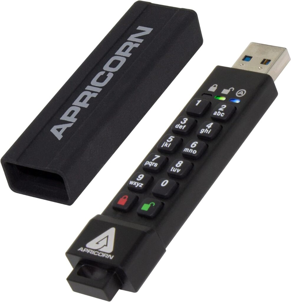 Apricorn 16GB Aegis Secure Key 3Z 256-bit AES XTS Hardware Encrypted FIPS 140-2 Level 3 Validated Secure USB 3.0 Flash Drive (ASK3Z-16GB), Black