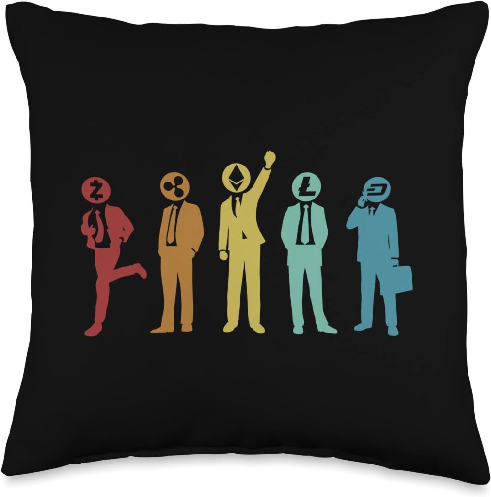 Blockchains Crypto Wallet Crypto Miners Gifts Altcoins Rainbow Wallet Crypto Blockchains Cryptocurrency Throw Pillow, 16x16, Multicolor