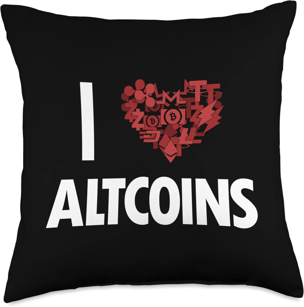 Blockchains Crypto Wallet Crypto Trader Gifts I Love Altcoins Wallet Crypto Blockchains Cryptocurrency Throw Pillow, 18x18, Multicolor
