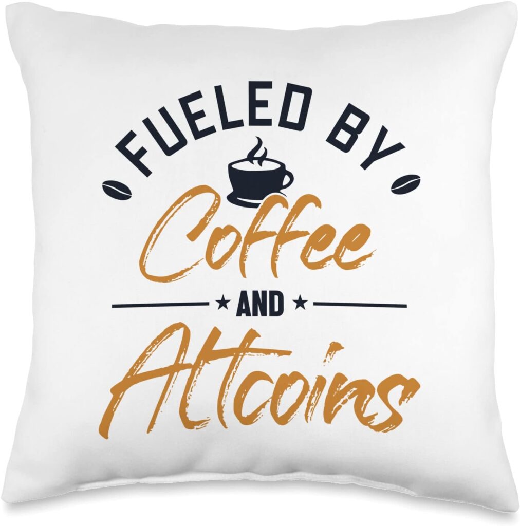 Crypto Wallet Blockchains Crypto Miners Gifts Fueled by Coffee and Altcoins Wallet Crypto Cryptocurrency Throw Pillow, 16x16, Multicolor
