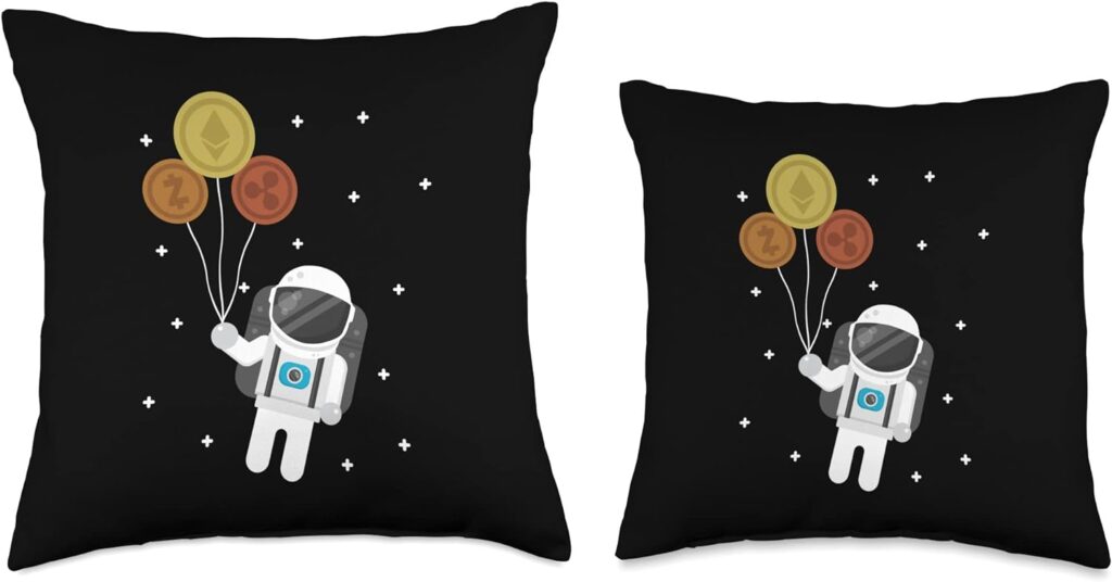 Crypto Wallet Blockchains Crypto Trader Gifts Altcoins Astronaut Blockchains Wallet Crypto Cryptocurrency Throw Pillow, 16x16, Multicolor