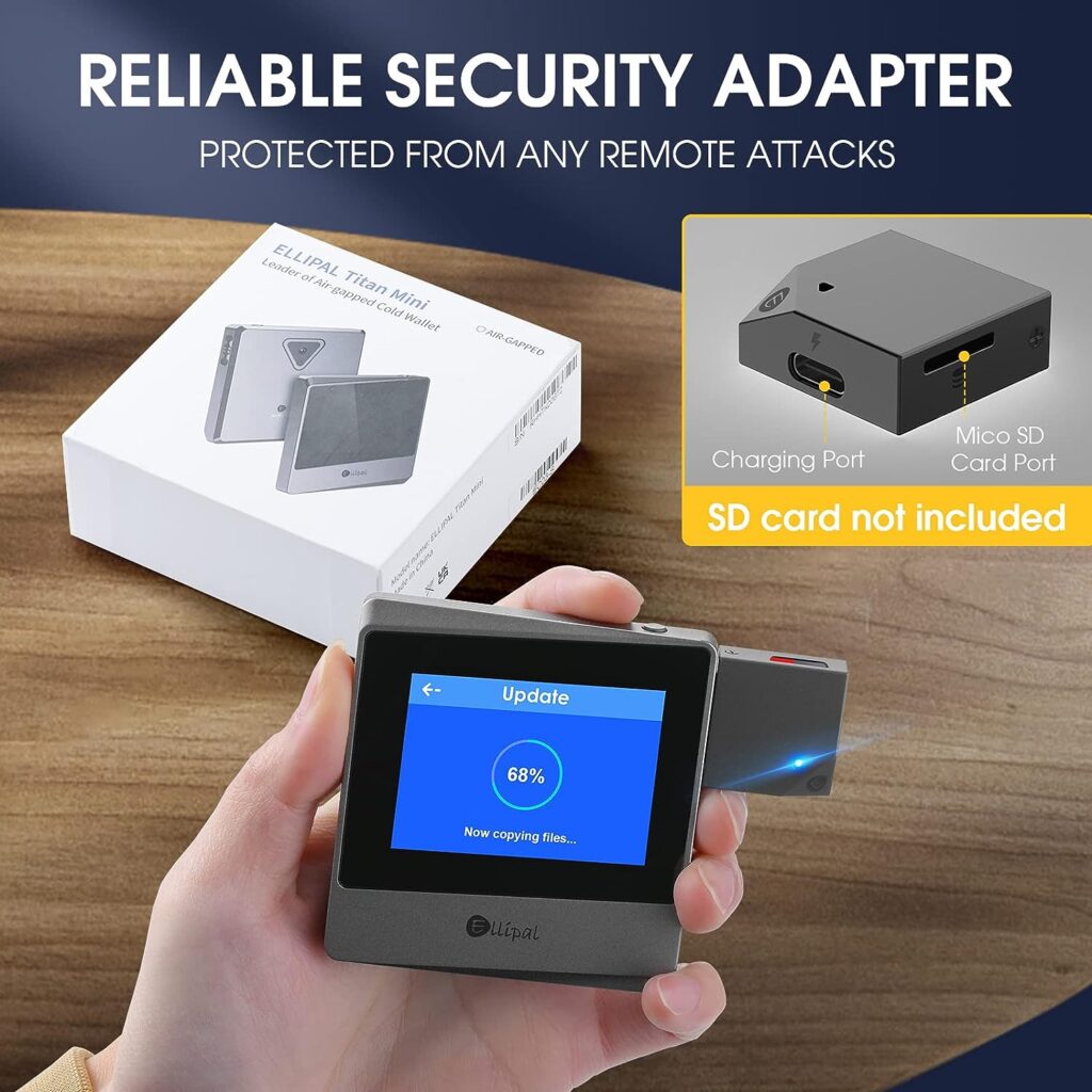 ELLIPAL Hardware Wallet, Air-gapped  Internet Isolated Security Crypto Wallet Titan Mini, 10000 coins Token, Anti-Disassemble Tamper Cold Wallet, Cold Storage for BTC/XRP/ETH/XLM/USDT/LTC