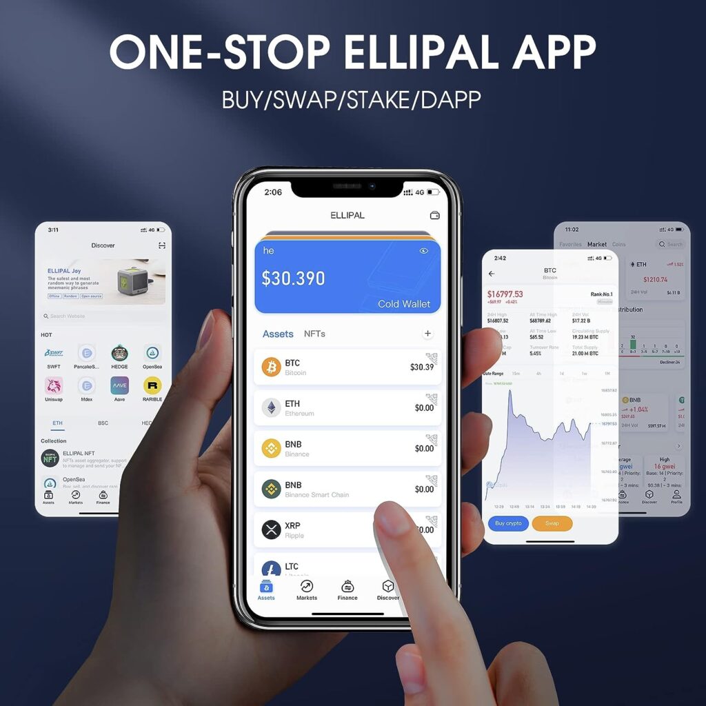 ELLIPAL Hardware Wallet, Air-gapped  Internet Isolated Security Crypto Wallet Titan Mini, 10000 coins Token, Anti-Disassemble Tamper Cold Wallet, Cold Storage for BTC/XRP/ETH/XLM/USDT/LTC
