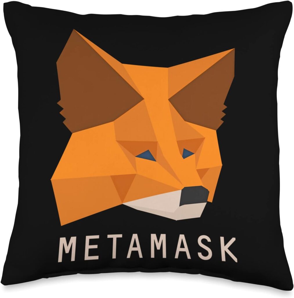MetaMask - Secure Crypto and NFT Wallet Software MetaMask Fox-Secure DeFi Crypto Wallet Management Software Throw Pillow, 16x16, Multicolor