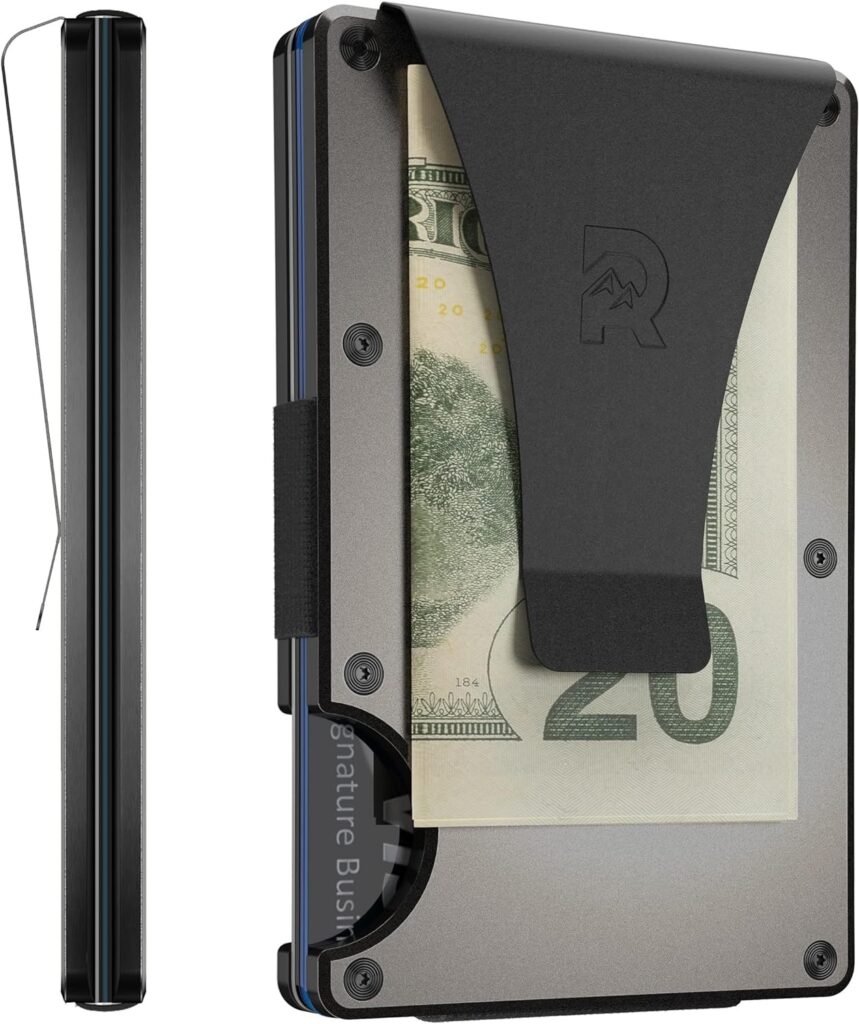 Minimalist Slim Wallet For Men - RFID Blocking Front Pocket Credit Card Holder - Metal Wallet For Men With Money Clip (Gunmetal)