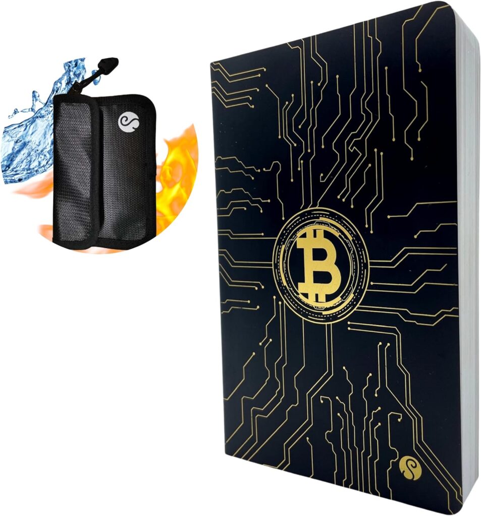 Seed Phrase Storage Notebook + Fireproof Bag - Cryptocurrency Recovery Phrase - Waterproof Password Keeper - Cold Wallet - Password Manager (Notebook + Fireproof Bag)