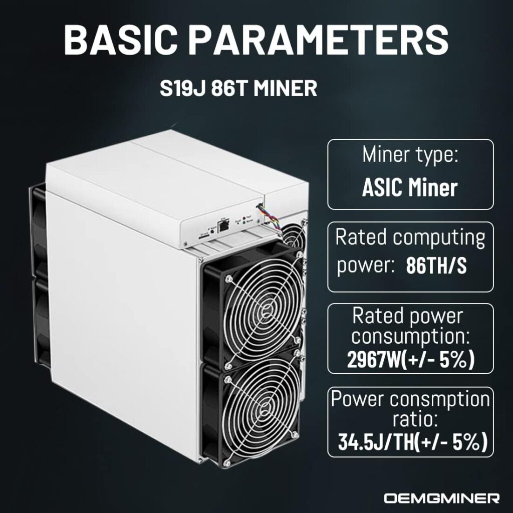 New Antminer S19 Bitmain Bitcoin Miner Include PSU Asic Mining SHA-256 Hardware by OEMGMINER (86T)