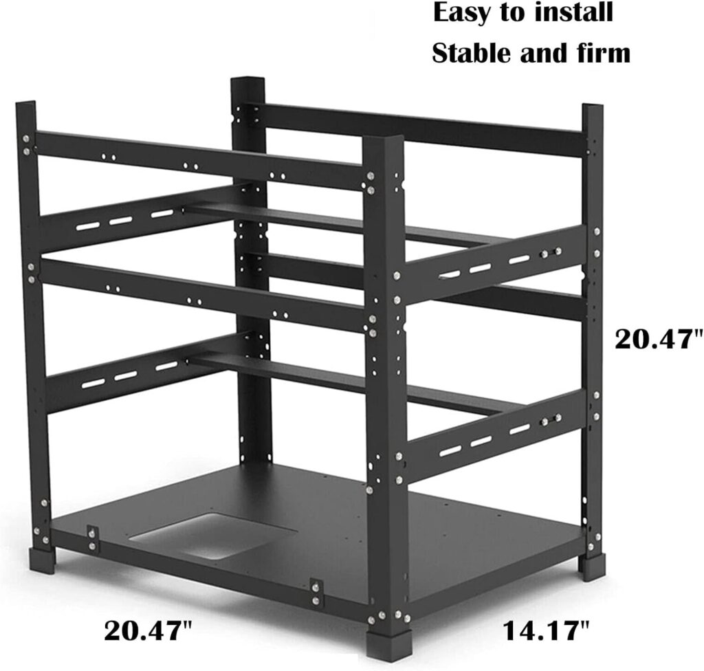 Mining Rig Frame for 12GPU 3 Layers,Steel Open Air Miner Mining Frame Rig Case,Support to Dual Power Supply for Crypto Coin Currency Bitcoin ETH ETC ZEC Mining Tools-Frame Only