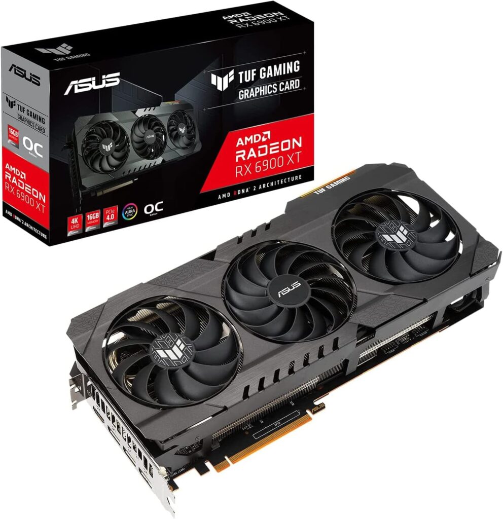 ASUS TUF Gaming AMD Radeon™ RX 6900 XT OC Edition Graphics Card (PCIe 4.0, 16GB GDDR6, HDMI 2.1, DisplayPort 1.4a, Dual Ball Fan Bearings, All-Aluminum Shroud, Reinforced Frame, GPU Tweak II)