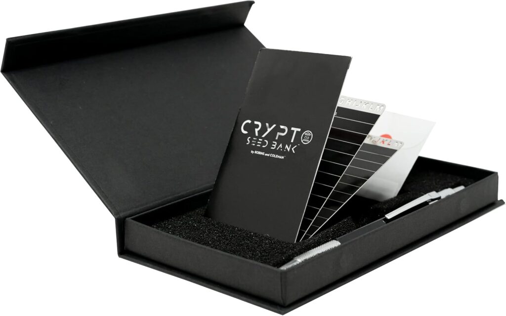 Crypto Seed Bank - Steel Plates for Crypto Seed Phrase Storage - Easy and Precise Engraving for Bitcoin Cold Wallet Seed Backup - Engrave 48 Words - for Ledger Nano and Trezor One Hardware Wallets