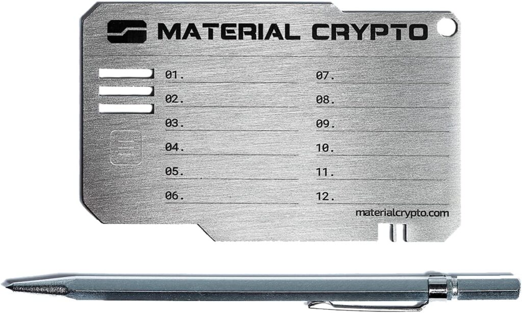 Material Crypto DIY | Indestructible Steel Cryptocurrency Wallet | Compatible with Seed Phrase, Ledger, Trezor, Ethereum, Keystone, etc