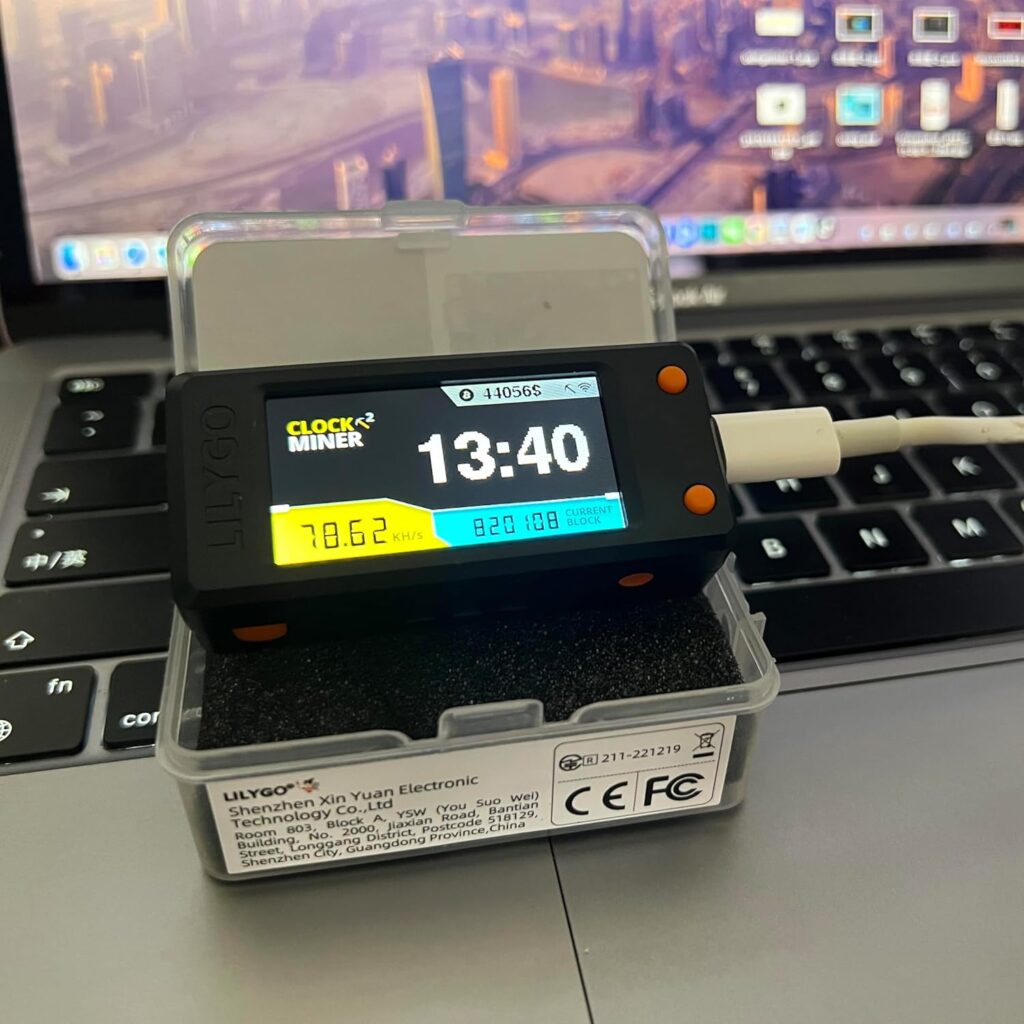 New NerdMiner V2 78KH/s T-Display S3 Bitcoin Solo Lottery Miner Win 6.25 BTC with Low Power Consumption with USB-C Cable- WiFi Connection