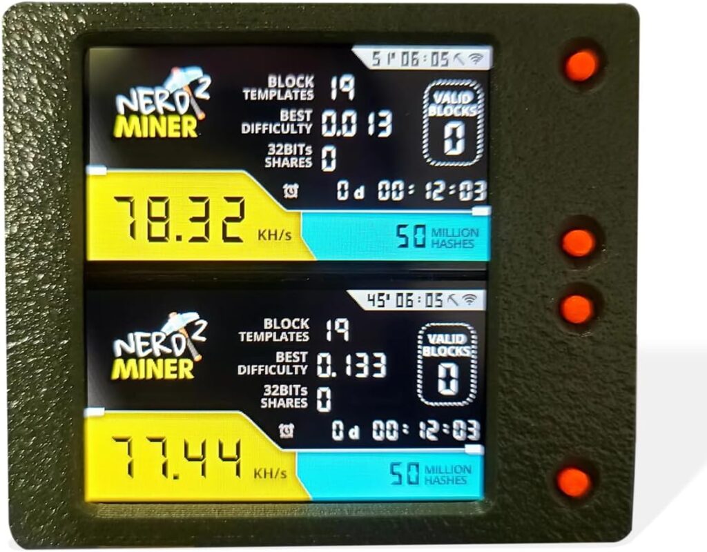 New NerdMiner V2 Plus version 78KH/s*2 T-Display S3 1.6.3 Bitcoin Solo Lottery Miner S19 MINI Win 6.25 BTC with Low Power Consumption Crypto Nerdminer with Case