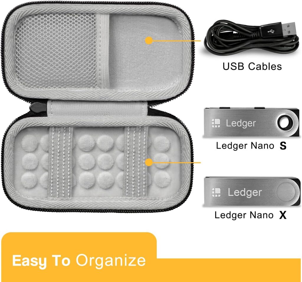 Ravaver Hard Case for Ledger Nano X and Ledger Nano S Plus Crypto Hardware Wallet with Metal Keychain and Commemorative Bitcoin