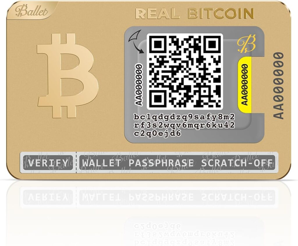 Ballet Real Bitcoin, 24K Gold Plated Edition - The Easiest Crypto Cold Storage Card with New Premium Packaging, Cryptocurrency Hardware Wallet with Multicurrency and NFT Support (1-Single)