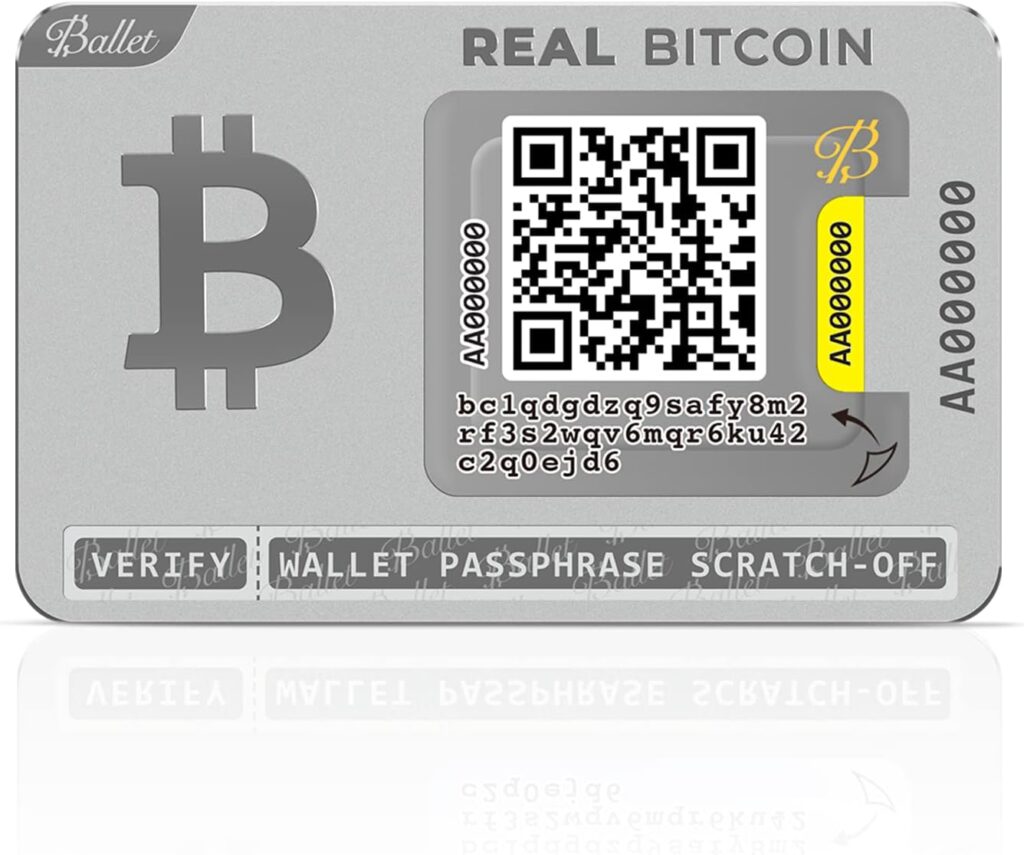 Ballet Real Bitcoin - The Easiest Crypto Cold Storage Card - Cryptocurrency Hardware Wallet with Secure Multicurrency and NFT Support, (Single) (1)