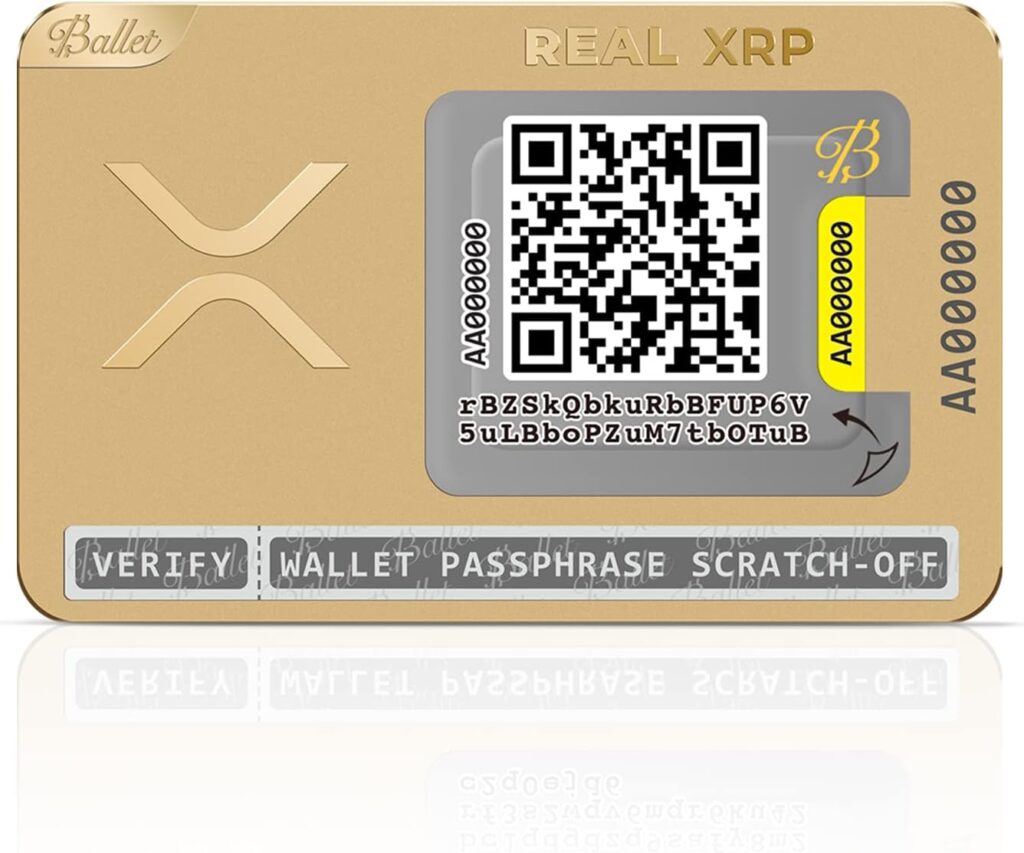 Ballet Real XRP, Gold Edition - The Easiest Crypto Cold Storage Card with Premium Packaging, Cryptocurrency Hardware Wallet with Multicurrency and NFT Support (1-Single)