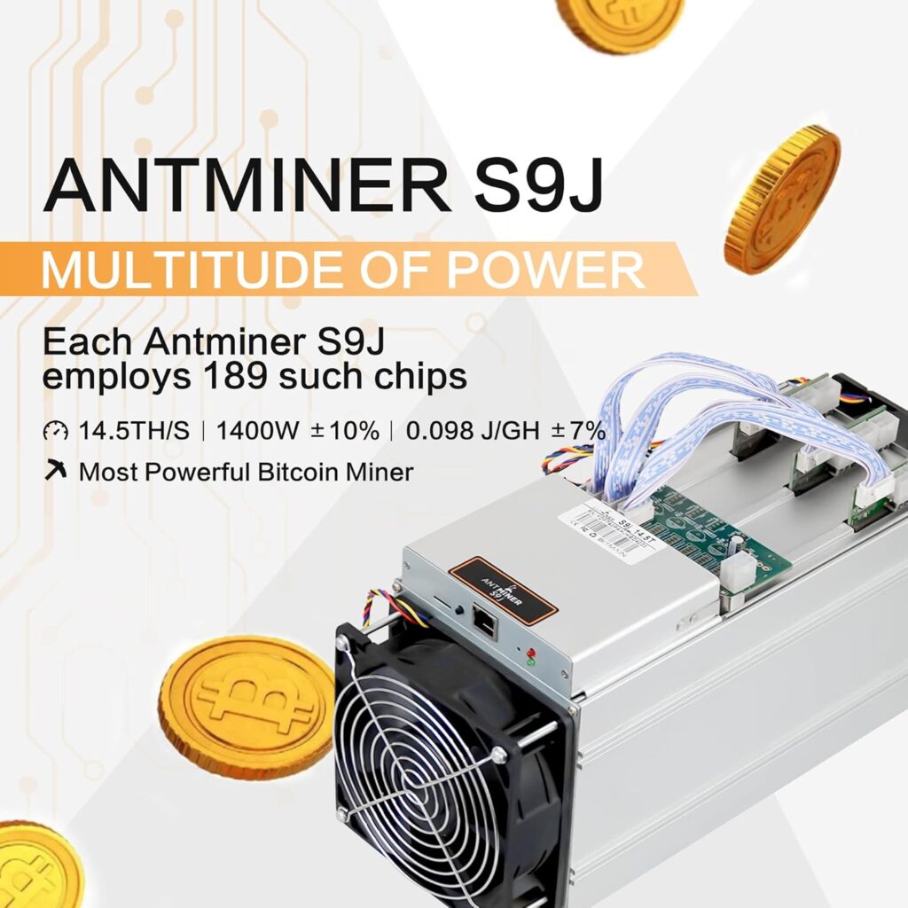 Antminer S9J 14Th/s with Bitmain PSU Bitcoin Miner 1350W BTC BCH ASIC Miner S9 Used