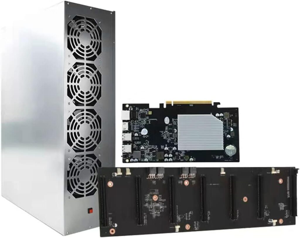 ASPIRING GPU Mining Rig Complete Kit System for Miner ETH Ethereum,6 GPU Miner Including ETH-HSW2 70mm Slots Distance Motherboard, with CPU, 128GB SSD,8GB RAM,1800W PSU(Without GPU)